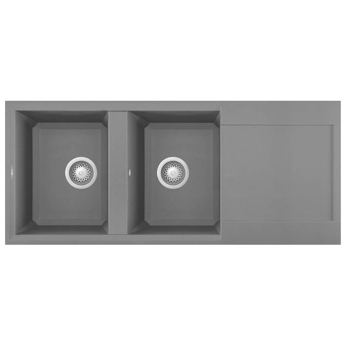 Elleci LMY50073 Easy 500 Lavello Metaltek Grigio Titanio da Incasso Gocciolatoio Reversibile 2 Vasche 116x50cm