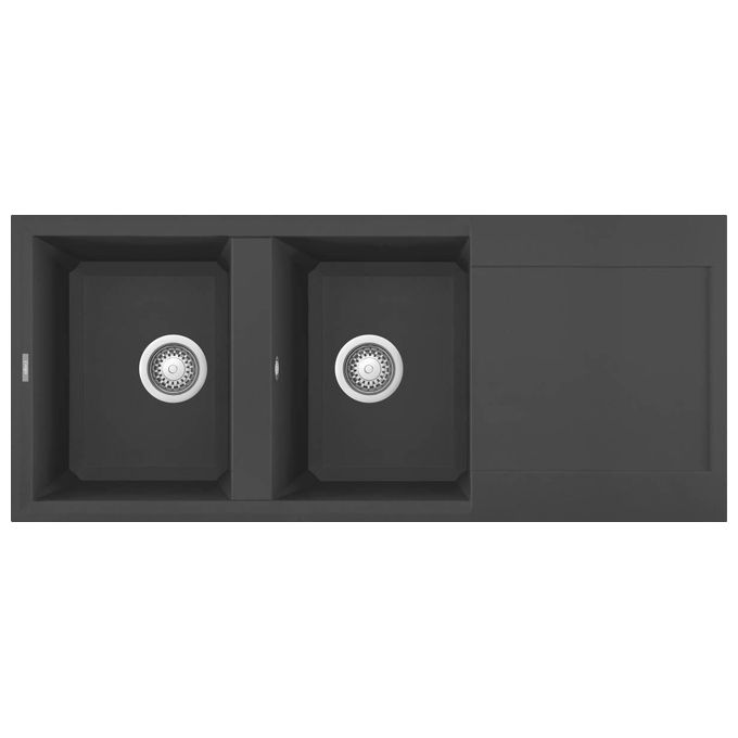 Elleci LMY50070 Easy 500 Lavello Metaltek Nero Ghisa da Incasso Gocciolatoio Reversibile 2 Vasche 116x50cm