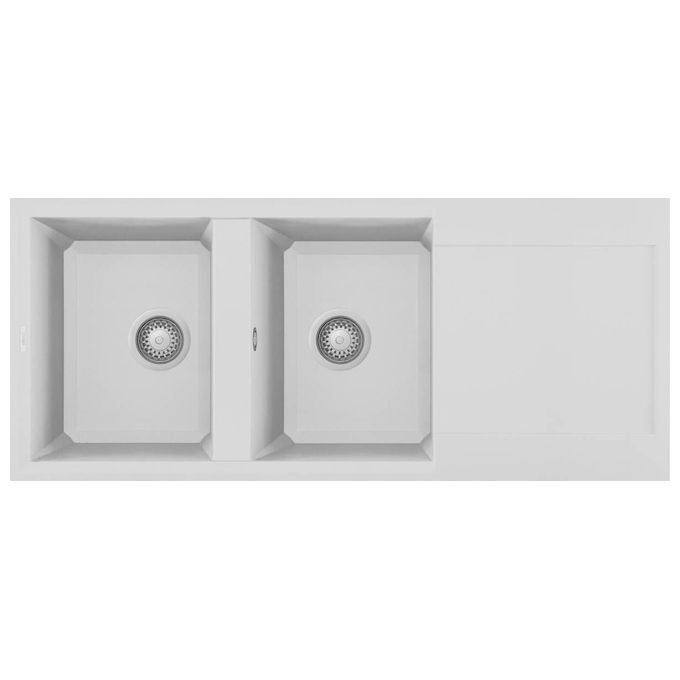 Elleci LGY50068 Easy 500 Lavello Granitek gocciolatoio reversibile 2 Vasche 116 cm Bianco