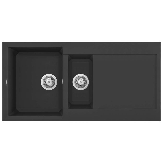 Elleci LGY47540 Easy 475 Lavello Granitek Gocciolatoio reversibile 1 Vasca e mezza 100 cm Nero