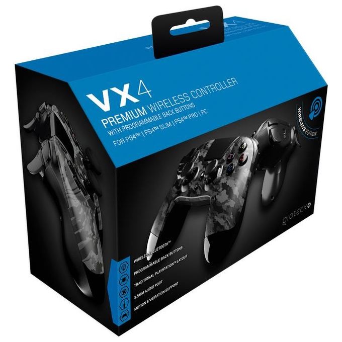 Gioteck VX4 Premium Wireless Gamepad per Playstation 4 e PC Nero