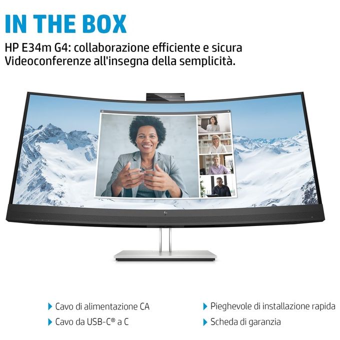 HP E34m G4 WQHD Curved USB-C Conferencing Monitor