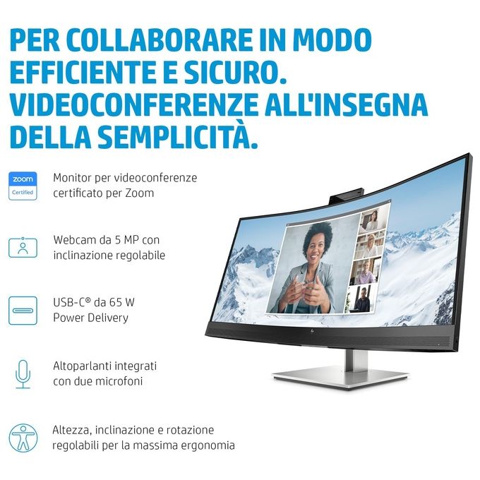 HP E34m G4 WQHD Curved USB-C Conferencing Monitor