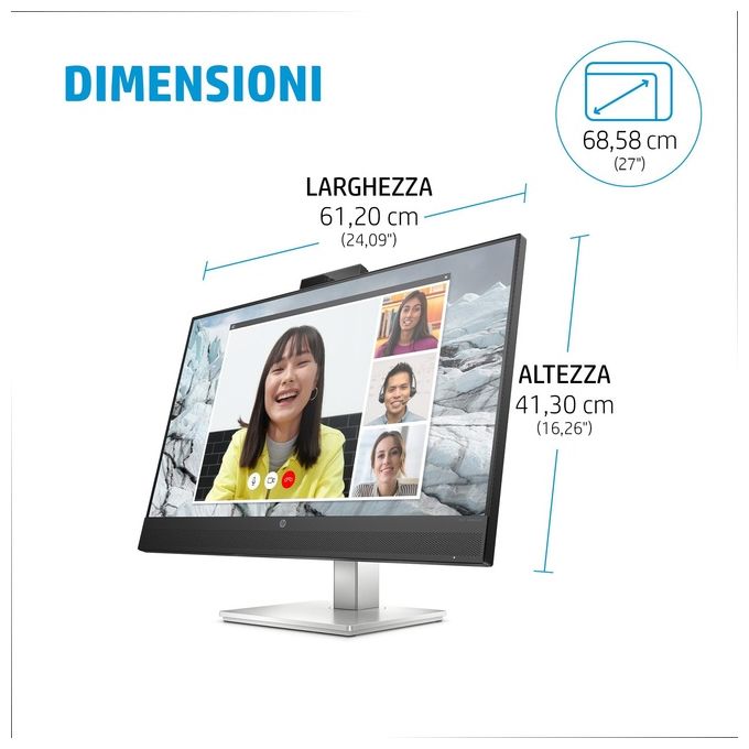 HP E27m G4 Conferencing Monitor E-Series Monitor a Led 27'' 2560x1440 QHD Argento