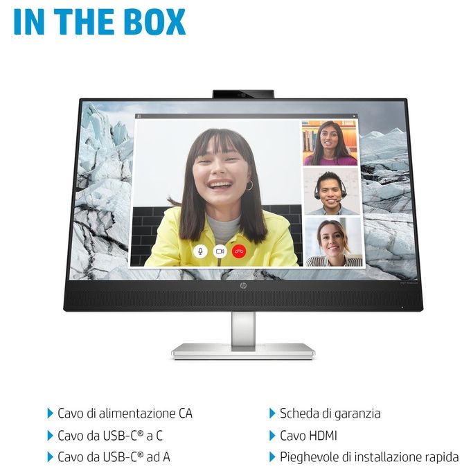 HP E27m G4 Conferencing Monitor E-Series Monitor a Led 27'' 2560x1440 QHD Argento