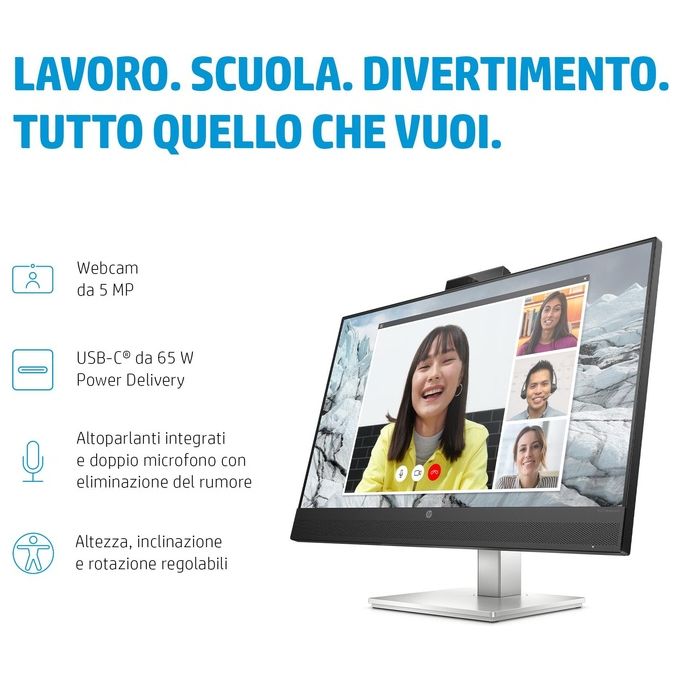 HP E27m G4 Conferencing Monitor E-Series Monitor a Led 27'' 2560x1440 QHD Argento
