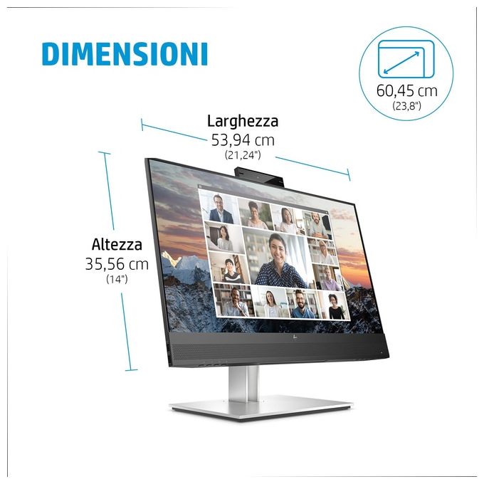 HP E24m G4 Monitor Pc 23.8'' 1920x1080 Pixel Full Hd Nero-Argento