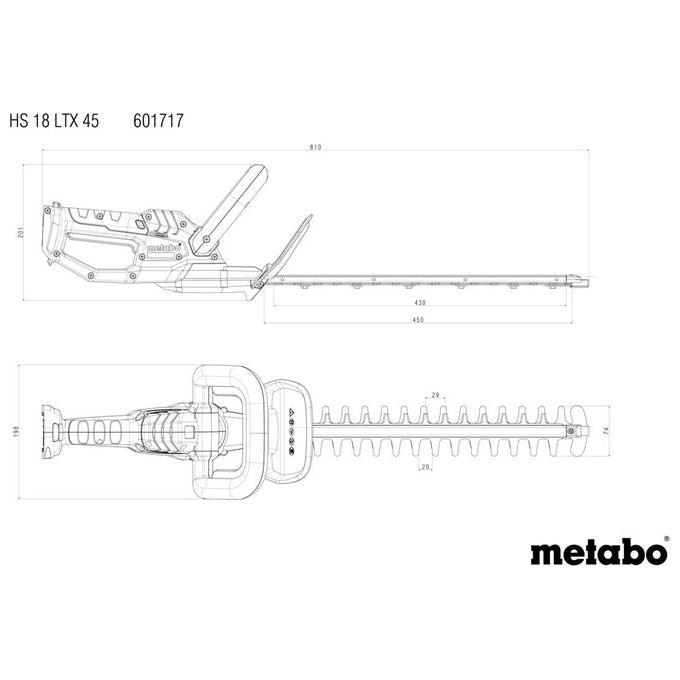 Metabo HS 18 LTX 45 V Tagliasiepi a Batteria