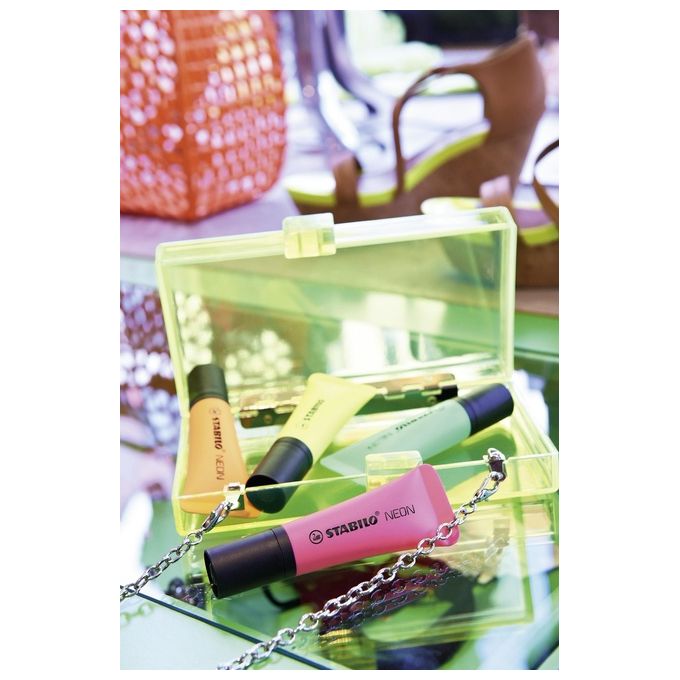 Evidenziatore - STABILO NEON - Retina da 4 - Giallo-Verde-Arancio-Rosa
