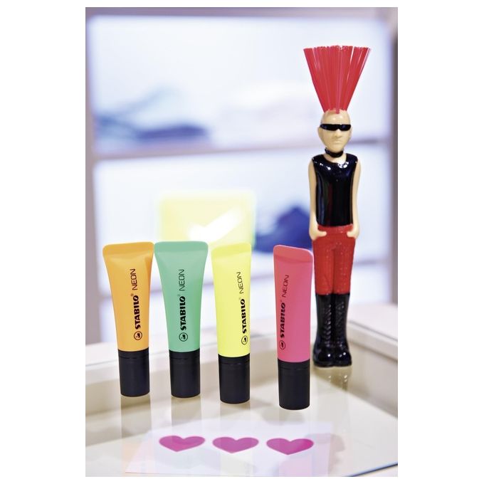 Evidenziatore - STABILO NEON - Retina da 4 - Giallo-Verde-Arancio-Rosa
