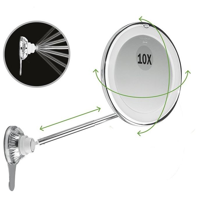 Macom Sensation 229 Perfect Mirror Specchio Cosmetico con Asta Telescopica e Doppio Snodo