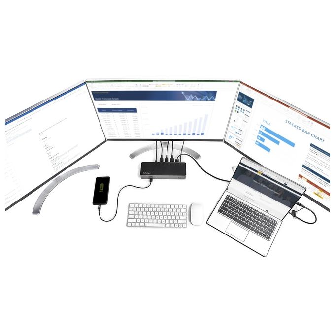 StarTech.com DK31C3HDPDUE Usb-C e Usb-A Dock Docking Station Universale Triplo Monitor DisplayPort e Hdmi 4K 60Hz 85W Power Delivery