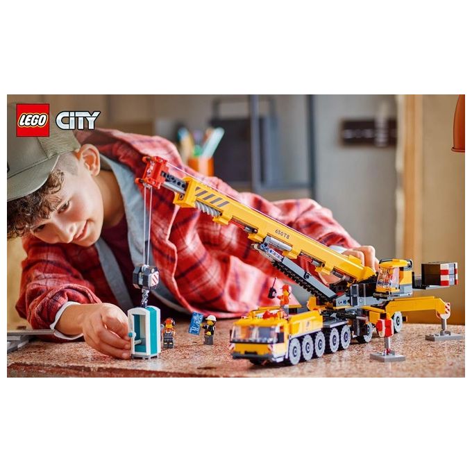 LEGO City Gru da Cantiere Mobile Gialla Giochi Creativi per Bambini e Bambine da 9 Anni con Veicolo Giocattolo da Cantiere con Funzioni Realistiche e 4 Minifigure Idea Regalo Divertente 60409