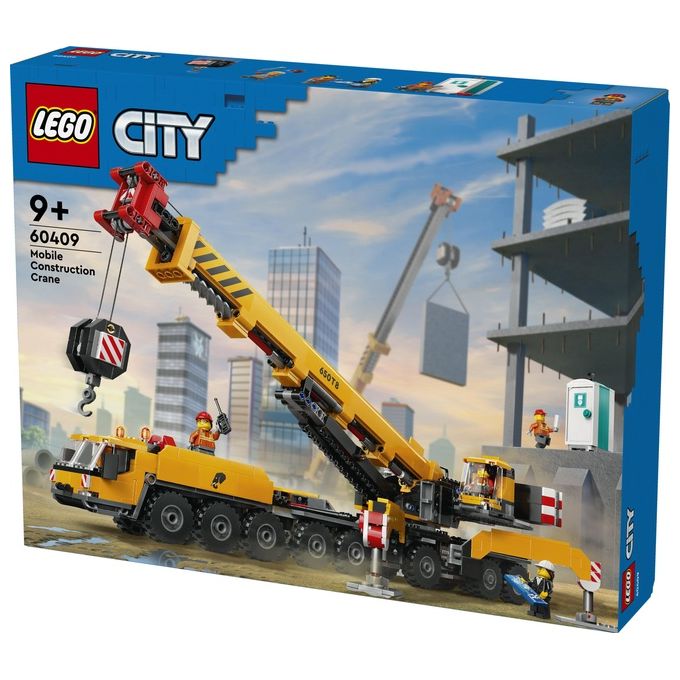 LEGO City Gru da Cantiere Mobile Gialla Giochi Creativi per Bambini e Bambine da 9 Anni con Veicolo Giocattolo da Cantiere con Funzioni Realistiche e 4 Minifigure Idea Regalo Divertente 60409