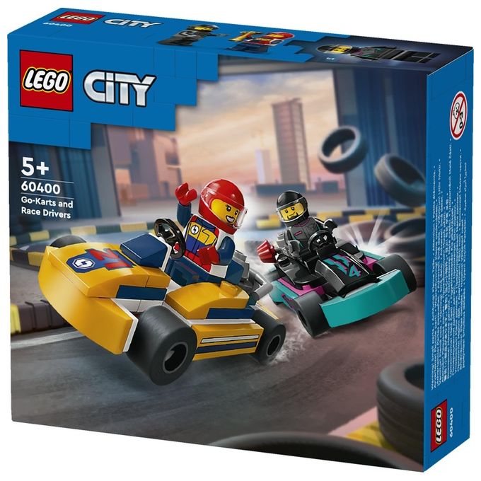 LEGO City 60400 Go-Kart e Piloti 60400-LEGO Modellini da Costruire di Mini Go Kart da Corsa Veicoli Giocattolo per Bambini di 5+ Anni