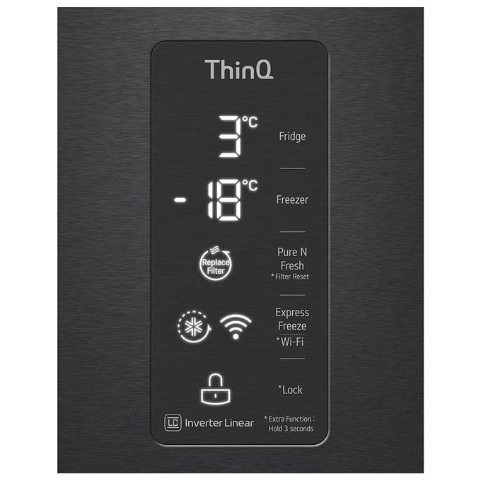 LG GMQ844MC5E Frigorifero Side by Side Quattro Porte Door in Door InstaView Capacita' 570 Litri Classe energetica E Total No Frost Wi-Fi SmartThinQ 178,7 cm Nero Matte Black Steel