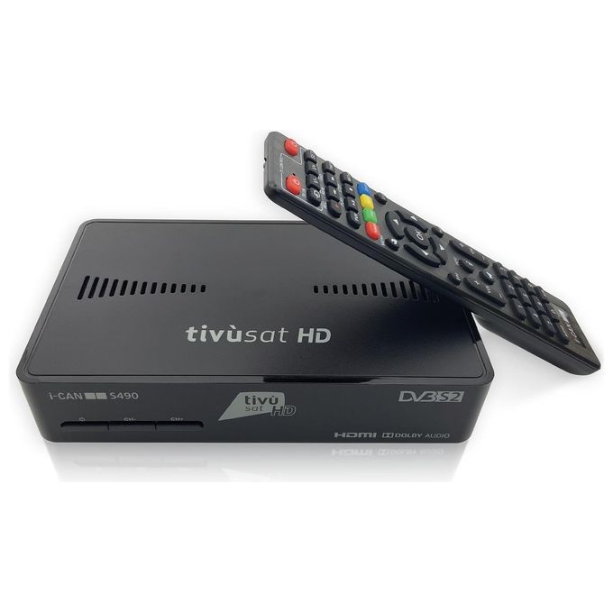 I-CAN S490 Decoder Satellitare HD DVB-S2 Tivu'sat Nero con HDMI USB EPG