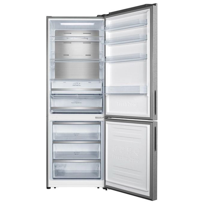 Hisense RB645N4BIE - Frigorifero combinato 495 L, 200 cm, Classe E, 39 dB, Total No Frost, MultiAirflow, compressore inverter, display LED, Acciaio inox
