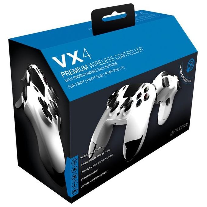 Gioteck VX4 Wireless Gamepad per Playstation 4 e PC Bianco