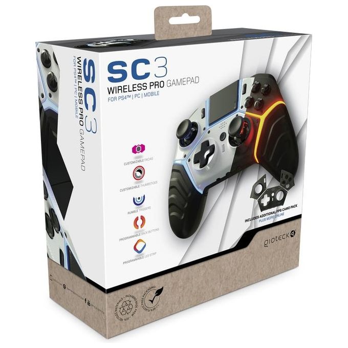 Gioteck Sc3 Wireless Controller White per Pc