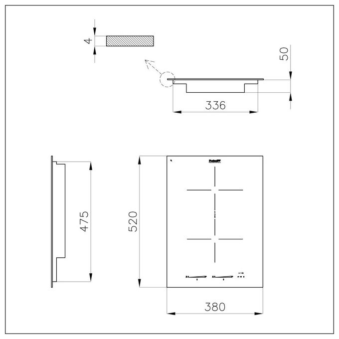 Foster 7341 655 Piano Cottura a Induzione in Vetroceramica S4000 Domino 2 Zone Touch Control Smart Fan 38 cm Nero