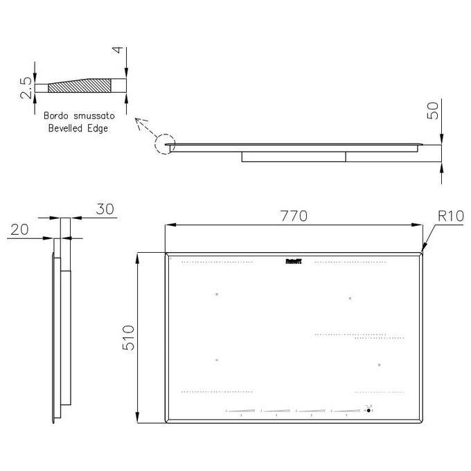 Foster 7382 645 Serie KE Induction Piano Cottura a Induzione in Vetroceramica 4 Zone 9 Livelli di potenza Touch Control Powerboost 77 cm Nero