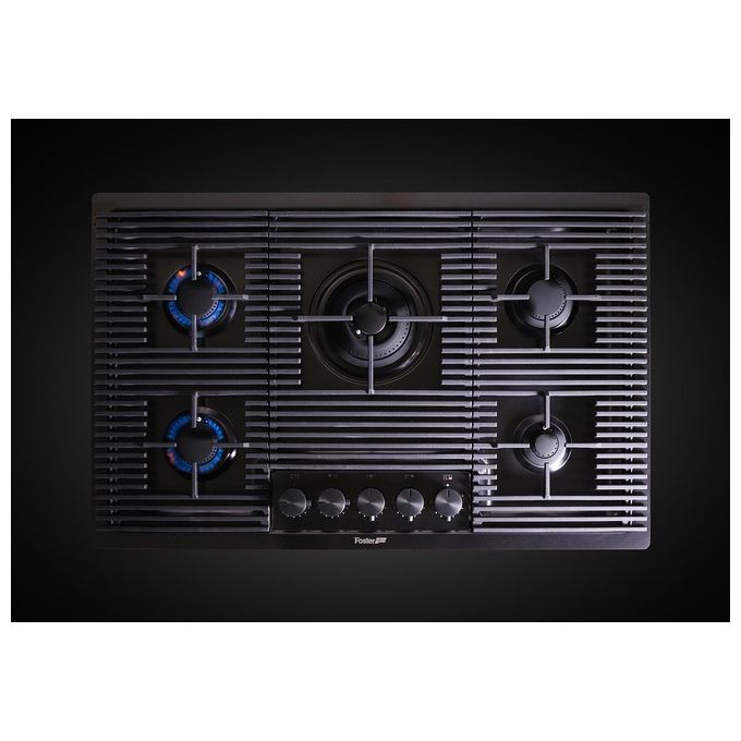 Foster 7682 006 Linea Milanello Gun Metal Piano Cottura a Gas 5 Zone 1 Tripla Corona Griglie in Ghisa PrecisePower 80 cm Gunmetal