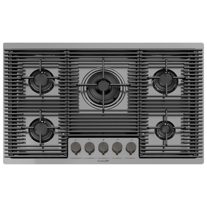 Foster 7682 006 Linea Milanello Gun Metal Piano Cottura a Gas 5 Zone 1 Tripla Corona Griglie in Ghisa PrecisePower 80 cm Gunmetal