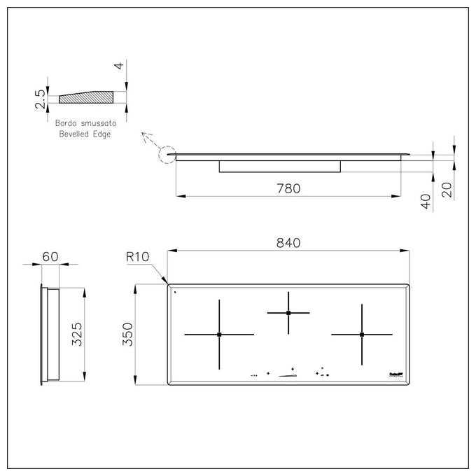 Foster 7330 241 Linea S4000 Induction Con Power Control Piano Cottura in Vetroceramica a Induzione 3 Zone 9 Livelli di potenza 84 cm Nero