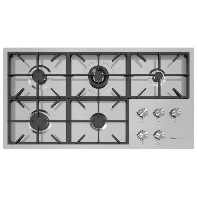 Foster 7638 000 Piano cottura a gas Filotop Linea Milano 5 Fuochi 105,6 cm Griglie in ghisa Acciaio Inox Spazzolato
