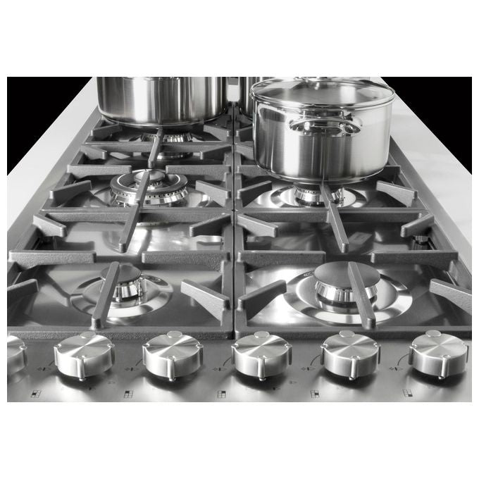 Foster 7640 000 Linea Milano Piano Cottura 5 Zone 9 Livelli di potenza Griglie in ghisa Bruciatori AEO 108 cm Inox Spazzolato