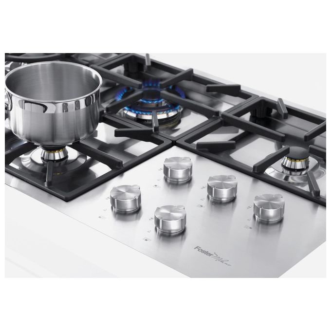 Foster 7640 000 Linea Milano Piano Cottura 5 Zone 9 Livelli di potenza Griglie in ghisa Bruciatori AEO 108 cm Inox Spazzolato