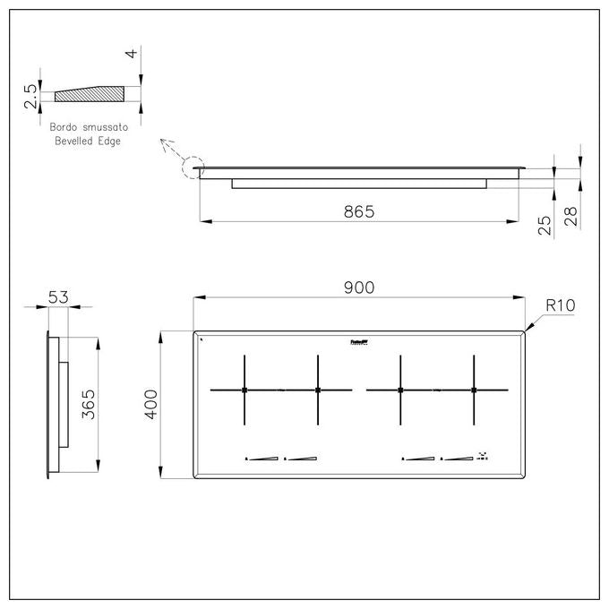 Foster 7334 245 Piano Cottura a Induzione in Vetroceramica S4000 4 Zone Touch Control Smart Fan 90 cm Nero