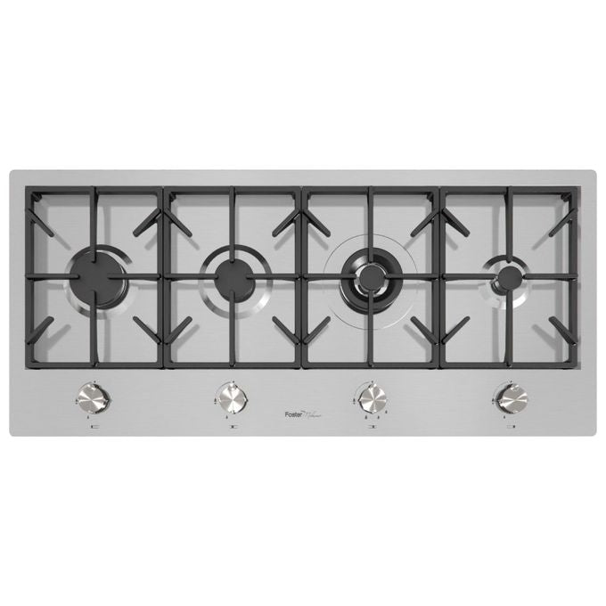 Foster 7640 000 Linea Milano Piano Cottura 5 Zone 9 Livelli di potenza Griglie in ghisa Bruciatori AEO 108 cm Inox Spazzolato