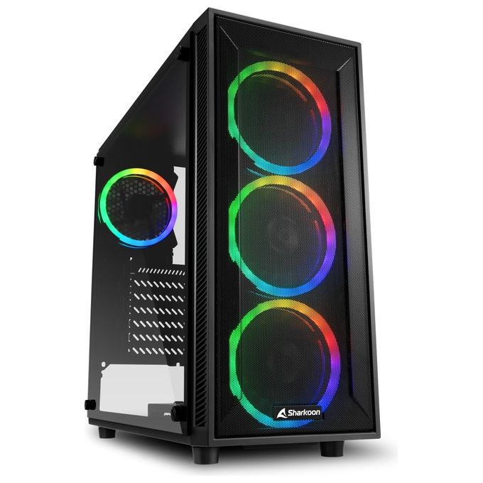 Sharkoon TG4M RGB Pc Case ATX Vetro Temperato 6 Slot Espansione 3x120mm Fan Front 1x120mm Fan Rear