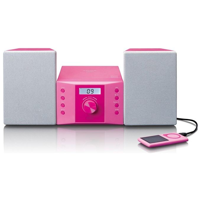 Lenco MC-013 Impianto Stereo per Bambini Lettore Cd Display Lcd Ingresso AUX Rosa