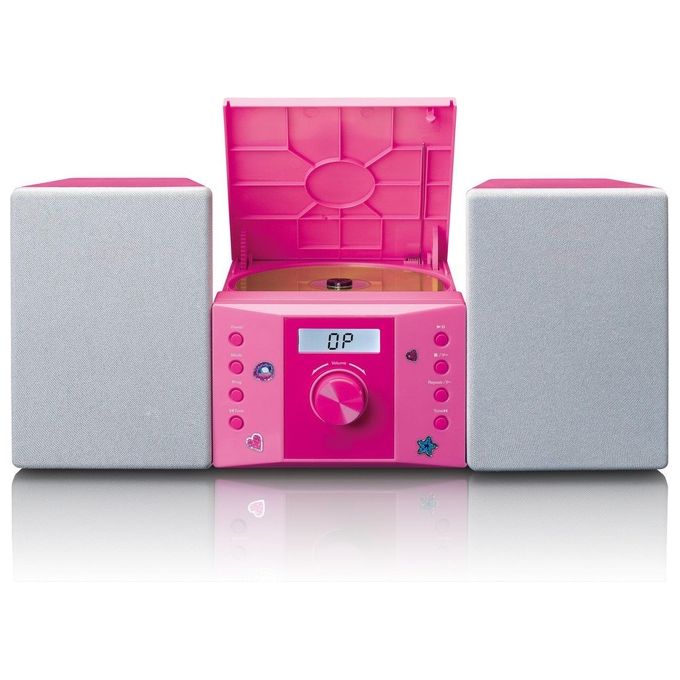 Lenco MC-013 Impianto Stereo per Bambini Lettore Cd Display Lcd Ingresso AUX Rosa