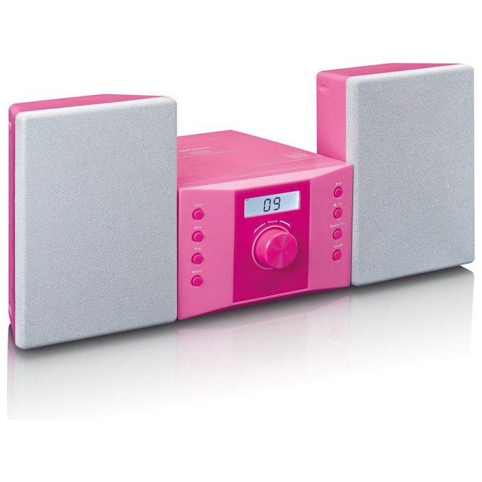 Lenco MC-013 Impianto Stereo per Bambini Lettore Cd Display Lcd Ingresso AUX Rosa