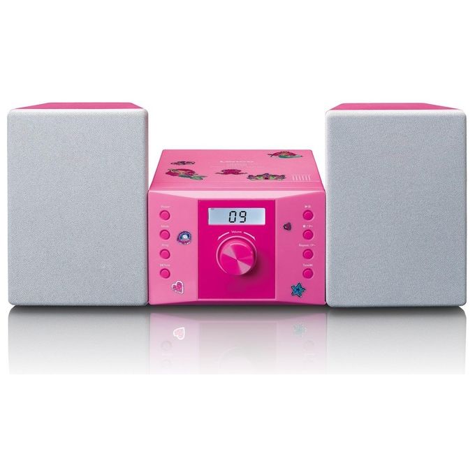 Lenco MC-013 Impianto Stereo per Bambini Lettore Cd Display Lcd Ingresso AUX Rosa