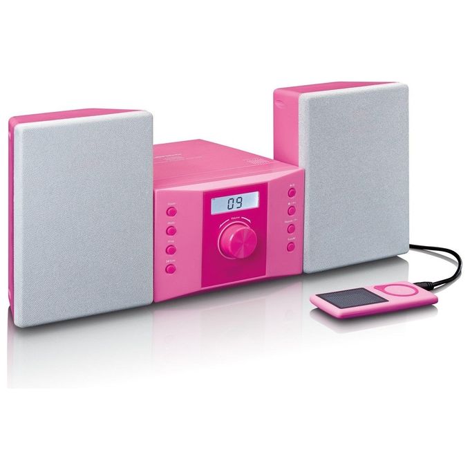 Lenco MC-013 Impianto Stereo per Bambini Lettore Cd Display Lcd Ingresso AUX Rosa