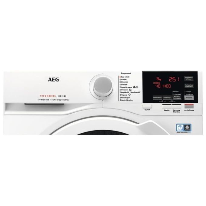 AEG L7WBG856 Serie 7000 Lavasciuga Carica Frontale Classe energetica E-A Capacita' di carico 9-5 Kg Centrifuga 1600 giri Motore Inverter DualSense Vapore