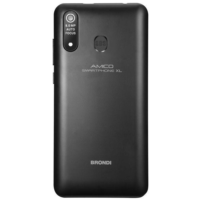 Brondi Amico Smartphone XL con schermo da 6 pollici 2GB di RAM e 16GB di memoria interna in colore nero e Dual Sim