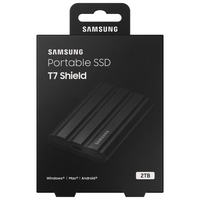 Samsung T7 Shield MU-PE2T0S SSD Crittografato 2Tb Esterno Portatile Usb 3.2 Gen 2 256 Bit AES Nero