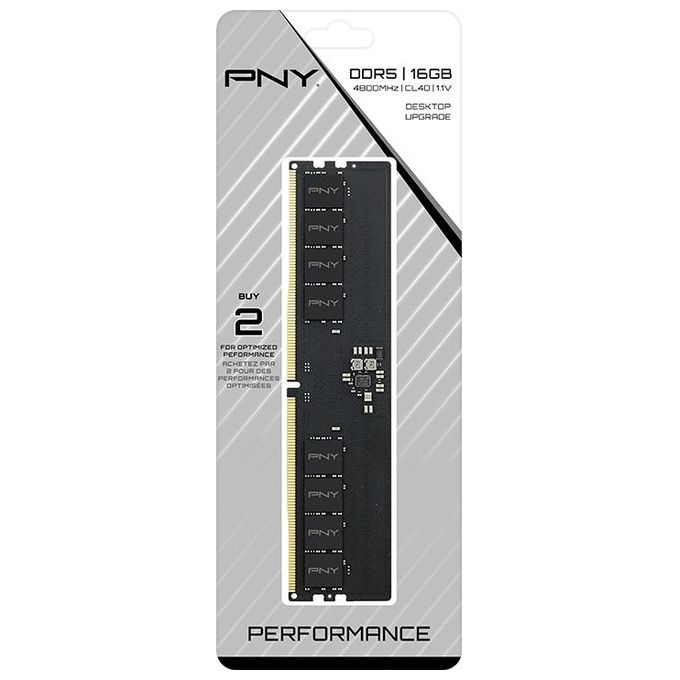PNY PERFORMANCE DDR5 16GB 4800 MHz DIMM Modulo RAM per computer desktop CL40 1.1V Nero
