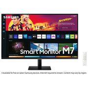 Samsung Smart Monitor M7 (S32BM700), Flat 32'', 3840x2160 (UHD 4K), Piattaforma Smart TV (Amazon Video, Netflix), Airplay, Mirroring, Office 365, Wireless Dex, Casse Integrate, WiFi, HDMI, USB Type-C