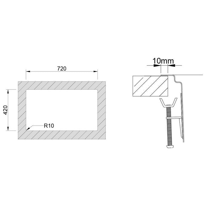 Rodi 18U8ETX0678A0 Lavello Cucina 2 Vasche da Incasso Larghezza 74 cm materiale Acciaio Inox