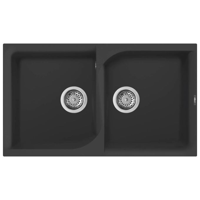 Elleci LGE45040 Ego 450 Lavello Granitek gocciolatoio reversibile 2 Vasche 86 cm Nero