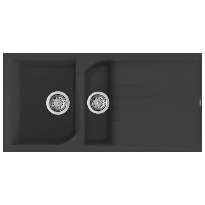 Elleci LGE47540 Ego 475 Lavello Granitek gocciolatoio reversibile 1 Vasca e mezza 100 cm Nero