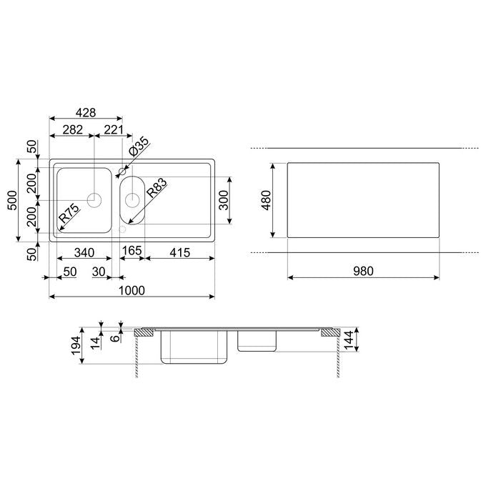 Smeg LPR102 Aurora Lavello saldato Acciaio Inox Spazzolato da incasso Semifilo Gocciolatoio Reversibile 1 Vasca e 1-2 Acciaio Inox 100x50cm LPR102