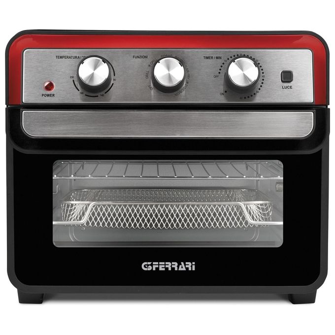G3 Ferrari Friggisano Forno Friggitrice ad Aria 22 Litri 1700 Watt Nero e Rosso Compatta e Efficiente per la Cottura Sana